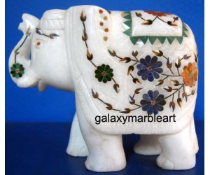 Agra marble inlay handicraft elephant ht 5" e-514